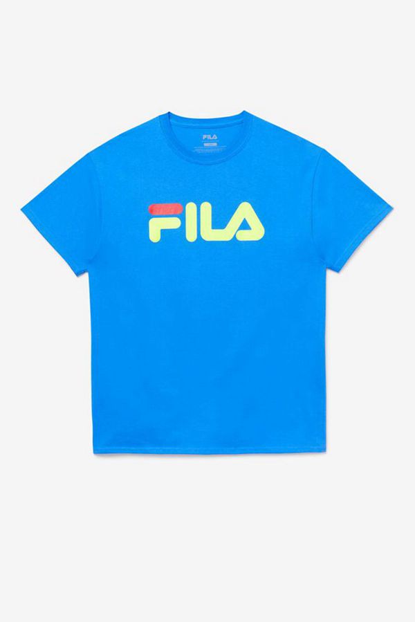 Fila Tričká Panske Modre / Žlté / Červené - Krátky Sleeve Logo Vypredaj - Slovakia 68910-GJBQ